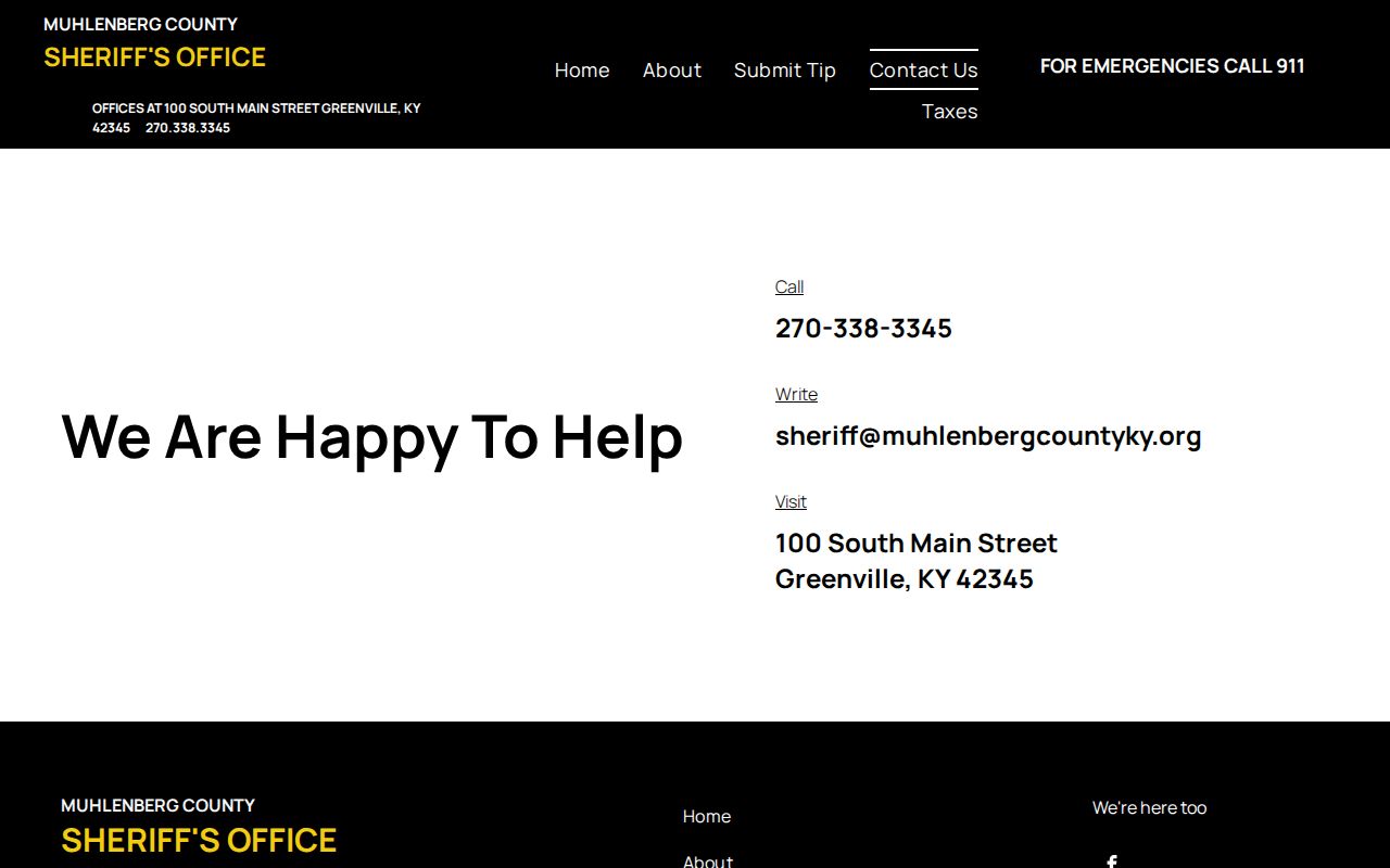 Muhlenberg County Sheriff contact details for recent arrest records