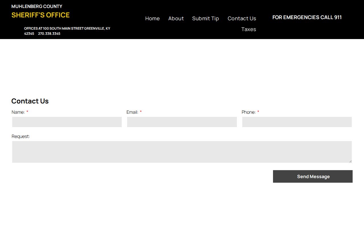 Muhlenberg County Sheriff open records form for arrest and booking records